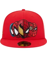 Men's New Era Red Spider-Man Faces 59FIFTY Fitted Hat