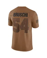 Men's Nike Tedy Bruschi Brown Distressed New England Patriots 2023 Salute To Service Retired Player Limited Jersey