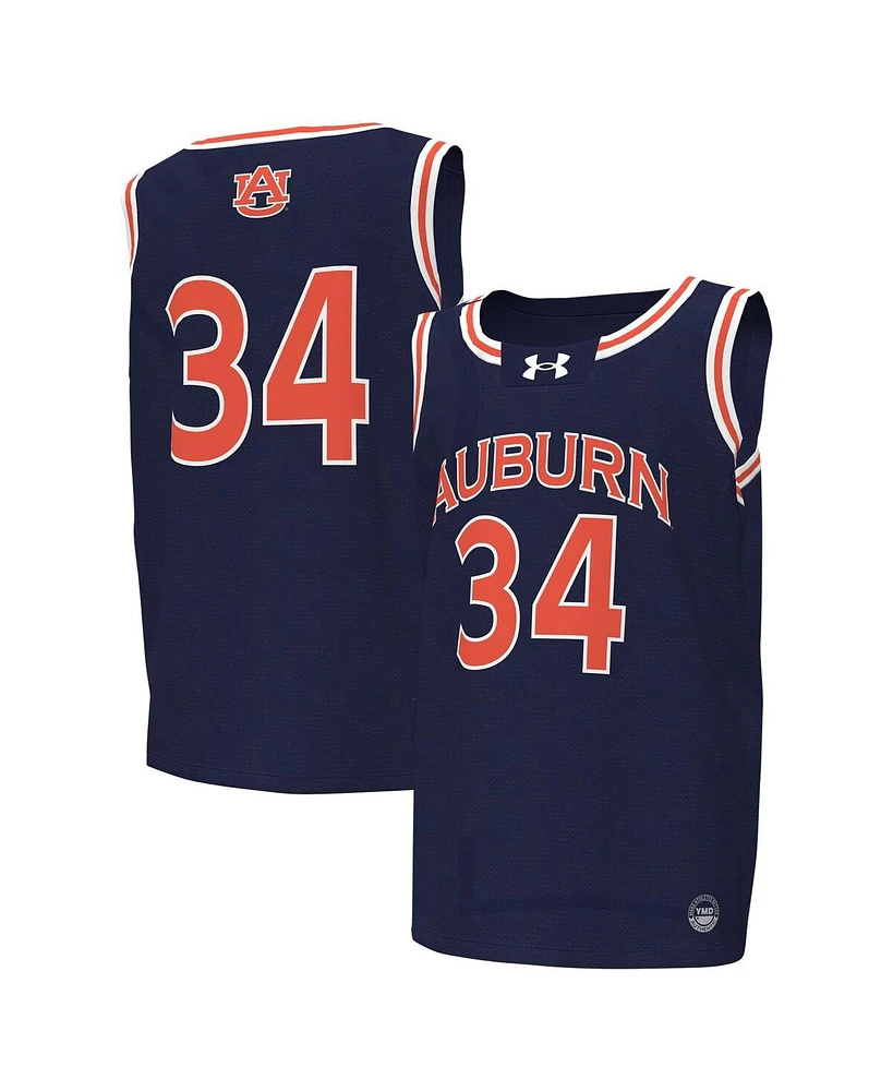 Big Boys Under Armour #34 Navy Auburn Tigers Replica Basketball Jersey