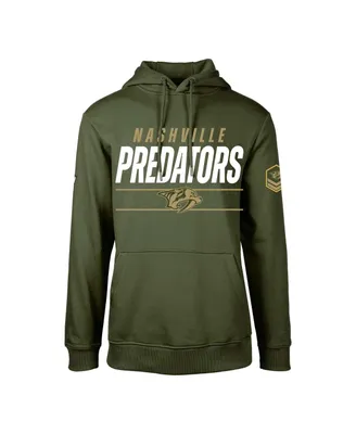 Men's LevelWear Olive Nashville Predators Podium Fleece Pullover Hoodie