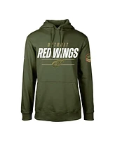 Men's LevelWear Olive Detroit Red Wings Podium Fleece Pullover Hoodie