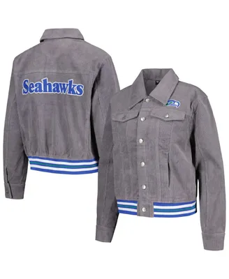 Women's The Wild Collective Purple Seattle Seahawks Corduroy Button-Up Jacket