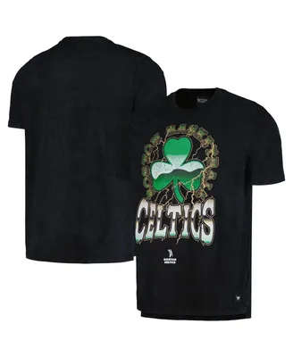 Men's and Women's The Wild Collective Black Distressed Boston Celtics Tour Band T-shirt
