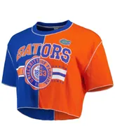 Women's ZooZatz Royal, Orange Florida Gators Colorblock Cropped T-shirt