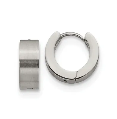 Chisel Stainless Steel Brushed and Polished 5mn Hinged Hoop Earrings