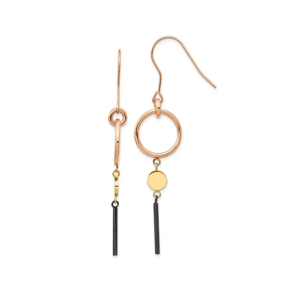 Chisel Stainless Steel Black, Rose and Yellow plated Dangle Earrings