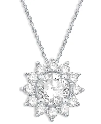 Diamond Sunburst 18" Pendant Necklace (1/2 ct. t.w.) in 10k White Gold