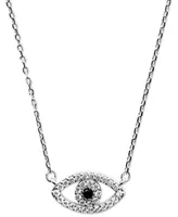 Adornia Rhodium-Plated Pave Evil Eye Pendant Necklace, 16" + 2" extender