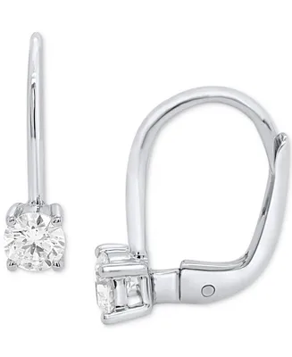 Forever Grown Diamonds Lab Grown Diamond Leverback Earrings (1/2 ct. t.w.) in Sterling Silver or 14K Gold-Plated Sterling Silver