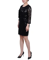 Ny Collection Petite Sequined Bolero Jacket and Dress Set, 2 Piece