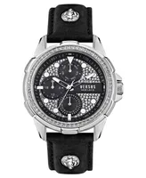 Versus Versace Men's 6E Arrondissement Multifunction Black Leather Watch 46mm