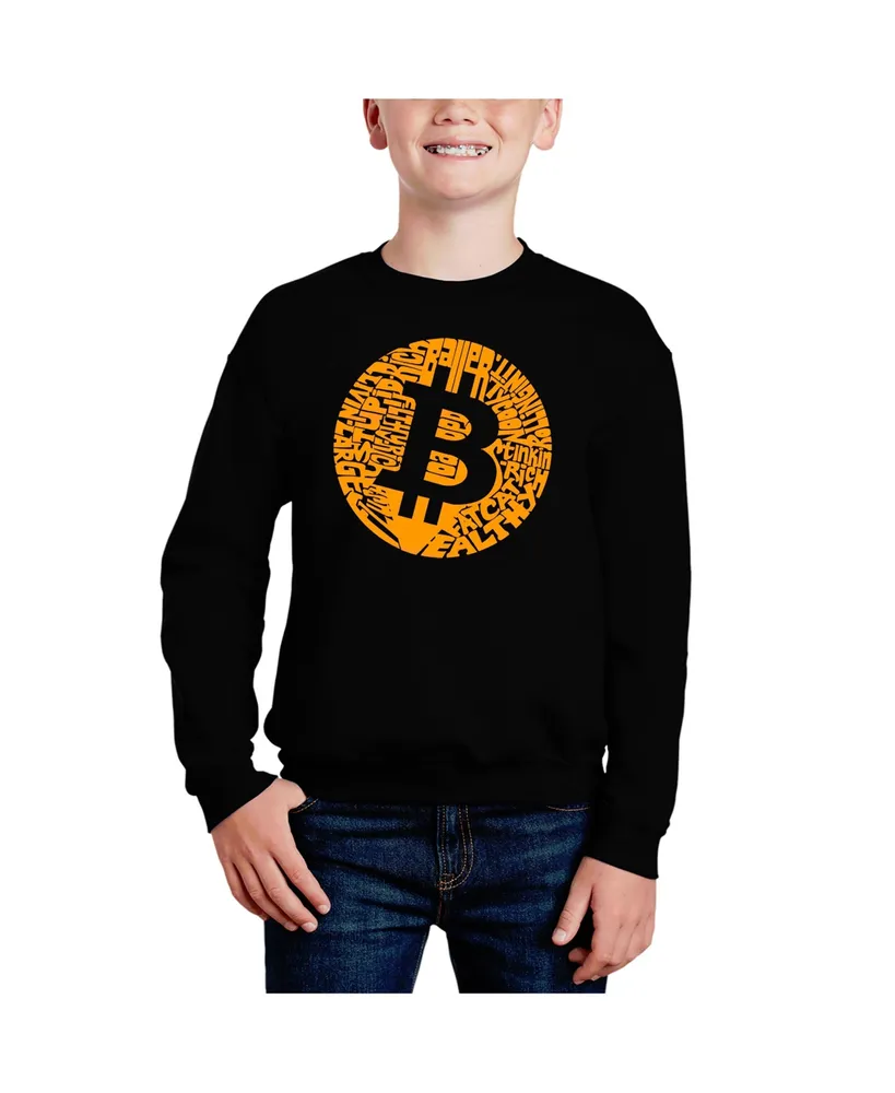 Bit coin - Big Boy's Word Art Crewneck Sweatshirt