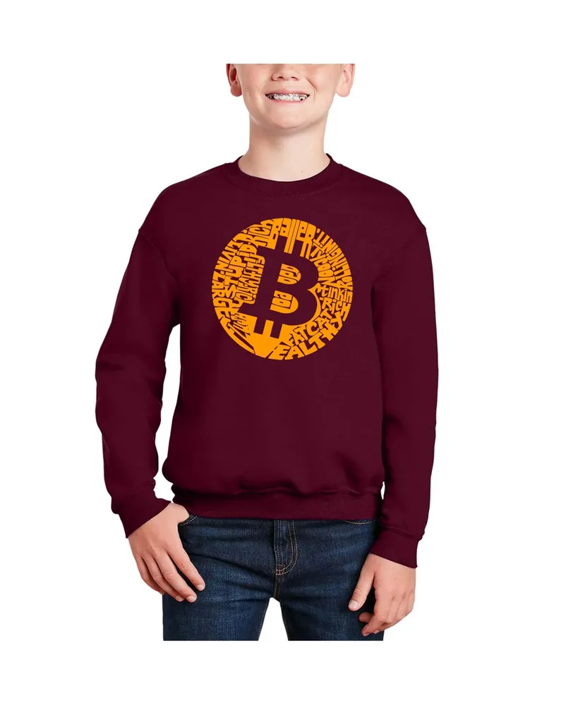 Bit coin - Big Boy's Word Art Crewneck Sweatshirt