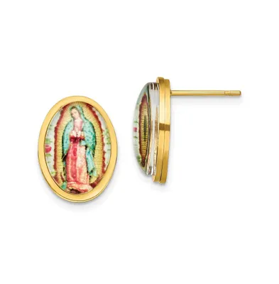Chisel Stainless Steel Enameled Our Lady of Guadalupe Earrings