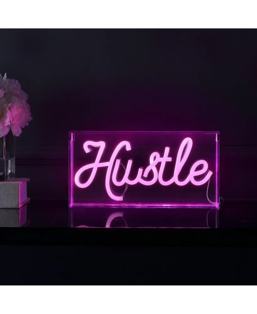 Hustle Contemporary Glam Acrylic Box Usb Operated Led Neon Light Lamp