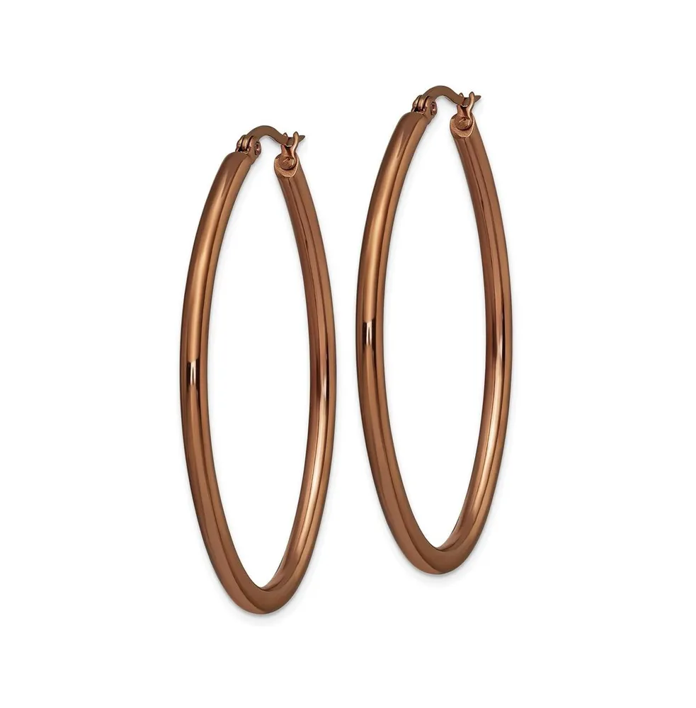 Chisel Stainless Steel Polished Brown plated Oval Hoop Earrings