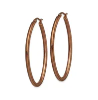 Chisel Stainless Steel Polished Brown plated Oval Hoop Earrings