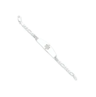 Sterling Silver Rhodium-plated Non-enameled Medical Id Figaro Link Bracelet