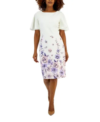 Kasper Women's Floral Flutter-Sleeve Sheath Dress