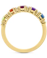 Effy Multi-Gemstone (1 ct. t.w.) & Diamond (1/6 ct. t.w.) Five Stone Ring in 14k Gold