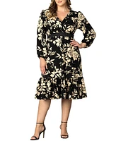 Kiyonna Plus Size Portia Long Sleeve Dress