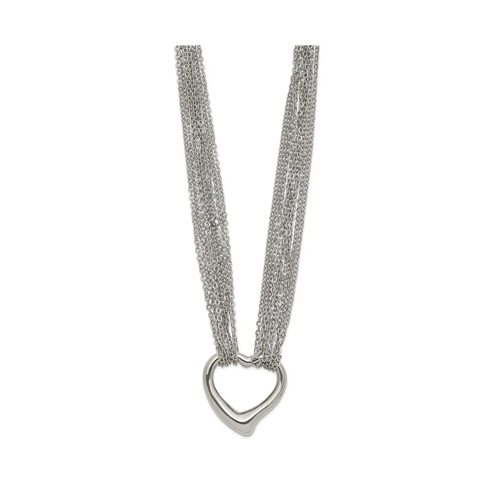 Chisel Heart 17 inch Cable Chain Necklace Multi Strand Necklace