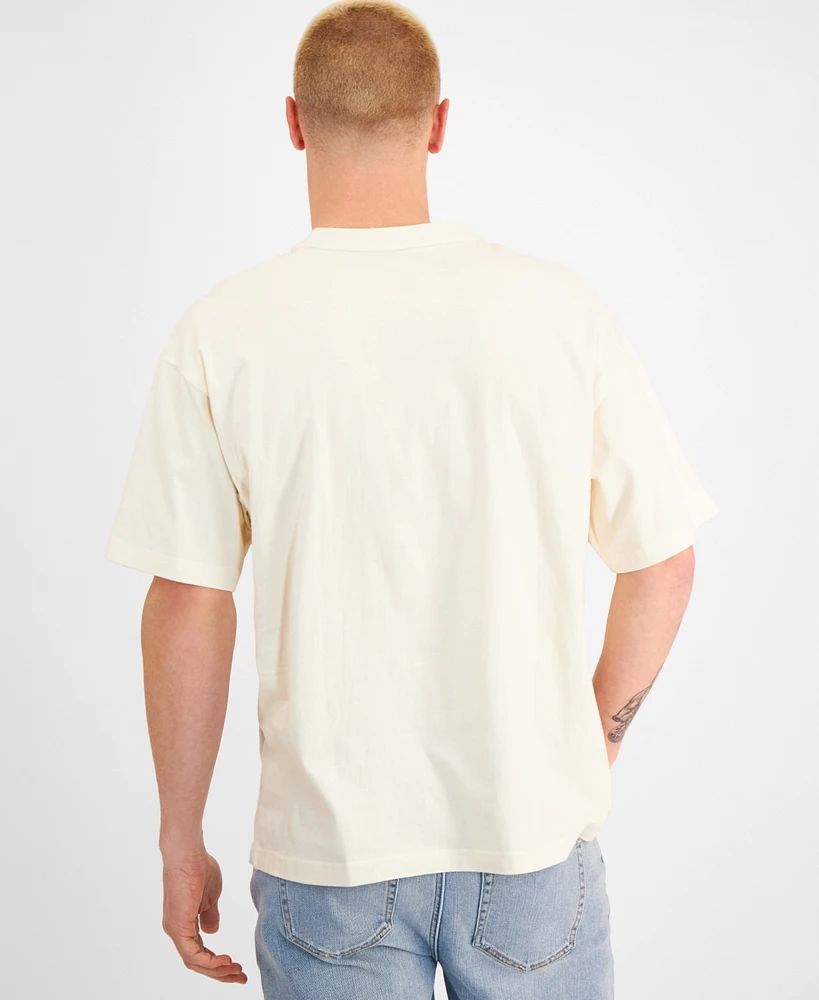 SmileyWorld Men's Oversized Short Sleeve Crewneck Focus On The Good Graphic T-Shirt