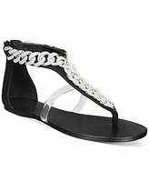 Aaj by Aminah Women's Aurora Crystal Chain Flat Sandals