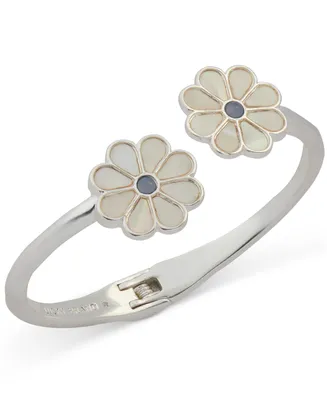 Lucky Brand Silver-Tone Color Stone & Mother-of-Pearl Daisy Cuff Bracelet
