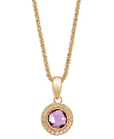 Amethyst (1-3/4 ct. t.w.) & White Topaz (3/4 ct. t.w.) Pendant Necklace & Drop Earrings Set in 14k Gold-Plated Sterling Silver