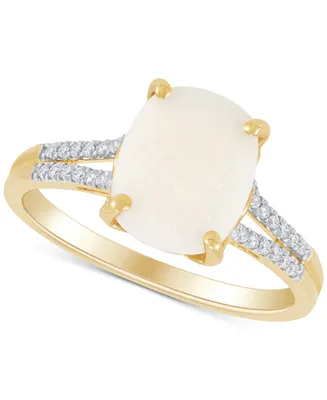 Opal (1-7/8 ct. t.w.) & Diamond (1/10 ct. t.w.) Split Shank Ring in 14k Gold
