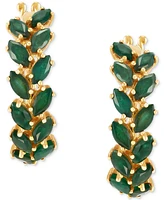 Emerald Marquise-Cut Leaf Design Small Hoop Earrings (4 ct. t.w.) in 14k Gold, 0.67" (Also in Ruby & Sapphire)