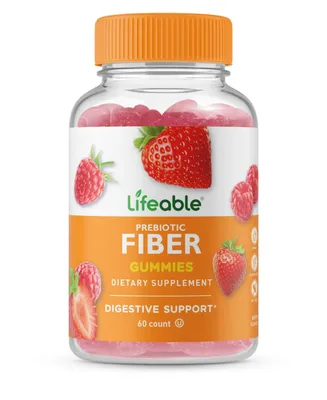 Lifeable Prebiotic Fiber 5g Supplement Gummies - Digestive System - Great Tasting Natural Flavor, Dietary Supplement Vitamins - 60 Gummies
