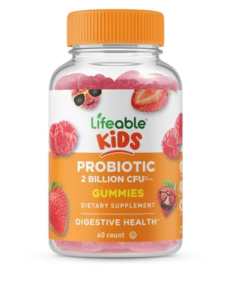 Lifeable Probiotics for Kids 2 Billion Cfu Gummies - Healthy Digestive And Immune Functions - Great Tasting, Dietary Supplement Vitamins