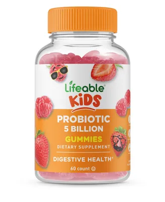 Lifeable Probiotics for Kids 50 mg (5 Billion) Gummies - Healthy Digestive And Immune Functions - Dietary Supplement Vitamins - 60 Gummies