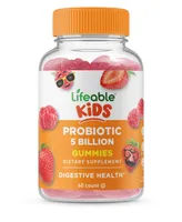 Lifeable Probiotics for Kids 50 mg (5 Billion) Gummies - Healthy Digestive And Immune Functions - Dietary Supplement Vitamins - 60 Gummies