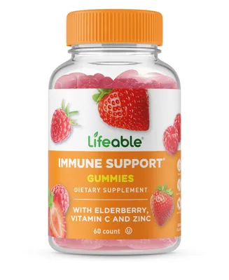 Lifeable Immune Support with Elderberry, Vitamin C and Zinc Gummies - Immune Health And Antioxidant - Dietary Supplement Vitamins - 60 Gummies
