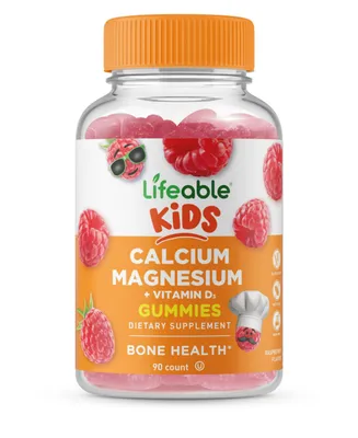 Lifeable Calcium Magnesium and Vitamin D Gummies - Bones, Muscles, Nerves - Great Tasting Natural Flavor, Dietary Supplement Vitamins - 90 Gummies