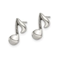 Chisel Stainless Steel Polished Music Note Earrings