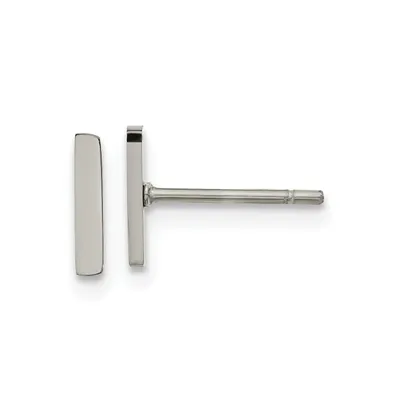 Chisel Stainless Steel Polished Vertical Bar Earrings