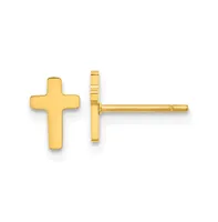 Chisel Stainless Steel Polished Yellow Ip-plated Cross Earrings