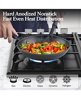 Cook N Home Nonstick Saute Fry Pan 9.5-inch Professional Hard Anodized Frying Pan, Dishwasher Safe with Stay-Cool Handles, Black