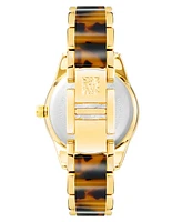 Anne Klein Women's Quartz Gold-Tone Alloy and Tortoise Acetate Watch, 37.5mm
