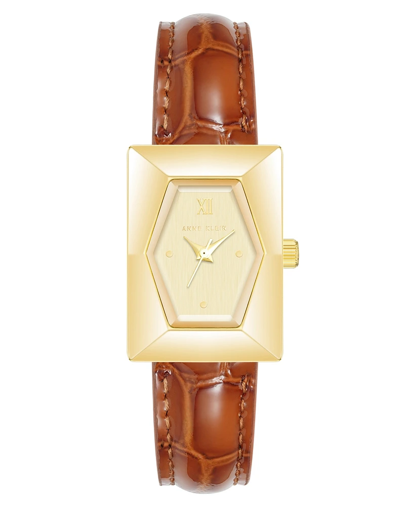 Anne Klein Women's Quartz Brown Crocograin Leather Watch, 20mm