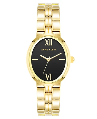 Anne Klein Women's Quartz Oval Gold-Tone Alloy Bracelet Watch, 26mm