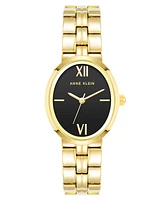 Anne Klein Women's Quartz Oval Gold-Tone Alloy Bracelet Watch, 26mm - Gold