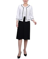 Ny Collection Women's 3/4 Sleeve Dress, 2 Piece Set