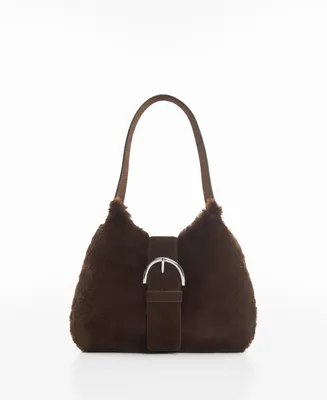 Mango Women's Buckle Detail Leather-Effect Bag