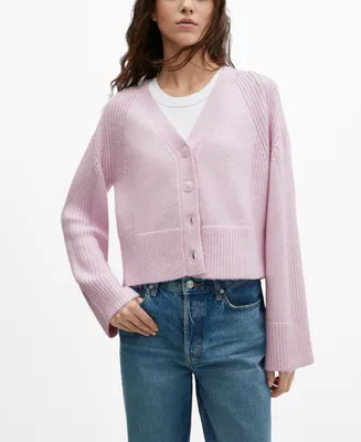 Mango Women's V-Neck Knit Cardigan