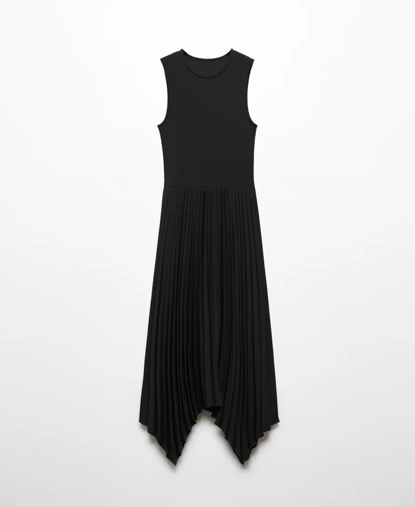 Mango Women's Asymmetrical Pleated Dress